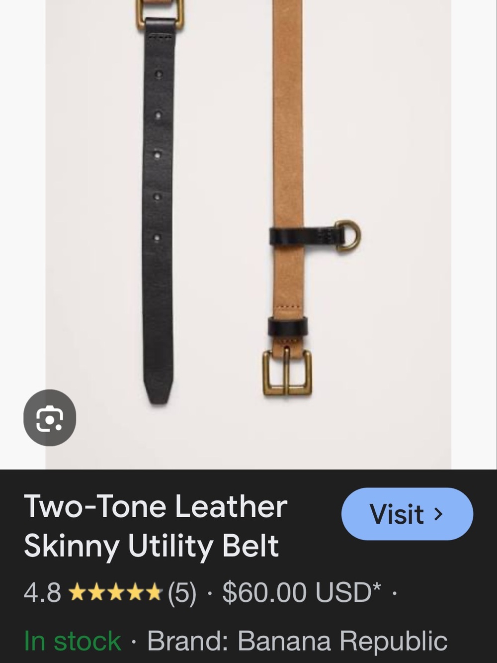 Banana Republic Two-Tone Skinny Leather Belt in Black and Tan